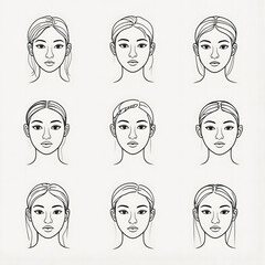 Minimalist Line Art of Diverse Faces