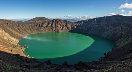 Fototapeta premium Volcanic Crater Lake in Iceland: A Breathtaking Panorama