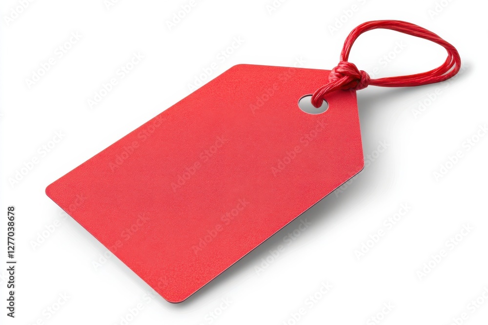 Fototapete a vibrant red tag featuring a smooth surface and a secure tie perfect for labeling items and enhanci
