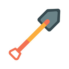 Flat Vector Illustration of a Garden Shovel with Orange Handle for Landscaping and Outdoor Work