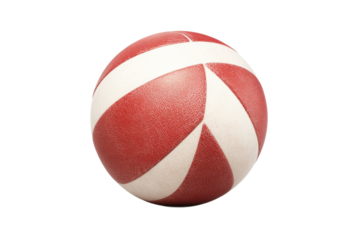 Vintage red and white textured ball on display