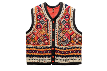 Colorful knitted vest with intricate patterns