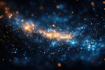 Naklejka premium Blue and Gold Glitter Sparkle Background