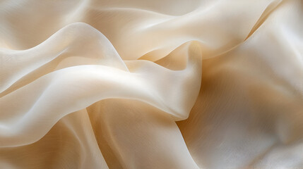 Obraz premium Elegant cream fabric folds with delicate texture, creating a soft and flowing abstract composition.