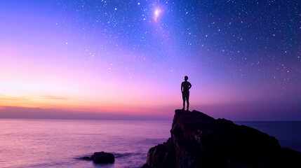 Guided by the Stars at Twilight Over the Sea