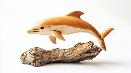 Obraz premium Dolphin, Carving, Wood Sculpture, Abstract Image, Texture, Pattern Background, Wallpaper, Smartphone Cover and Screen, PC, Laptop, 9:16 and 16:9 Format