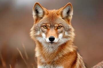 Coyote in a natural habitat with striking fur and sharp features during golden hour light