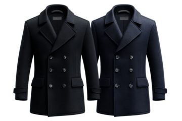 Stylish double breasted coats in black tones