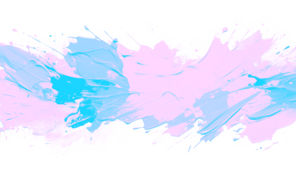 Abstract pink blue paint splatter shape transparent PNG isolated background. Art brush stroke, vibrant tasty colors, gender reveal, strawberry bubblegum flavour