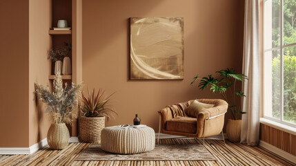 living room in brown mocha mousse