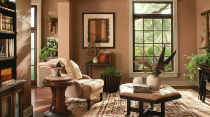 living room in brown mocha mousse