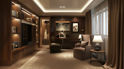 living room in brown mocha mousse