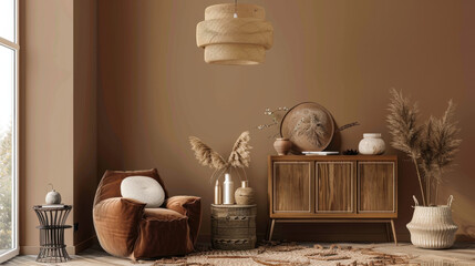 living room in brown mocha mousse