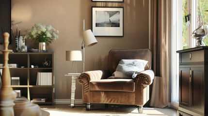 living room in brown mocha mousse
