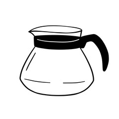 Coffee pot simple line art illustration. Coffee jug doodle art.