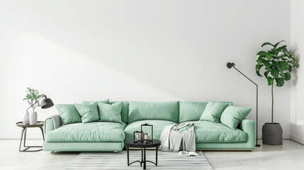 mint green living room