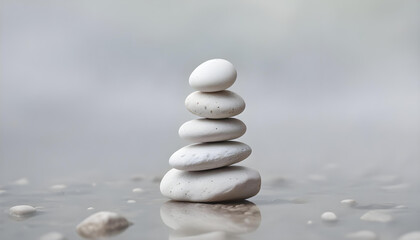 Balanced Stone Pile . Rocks balancing on one another. Concept of balance, zen, calm, wellness, meditation, spirituality. 