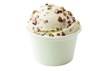 Delicious ice cream with nuts and pistachios