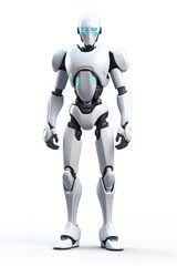 Fototapeta premium Robot cartoon human white background.