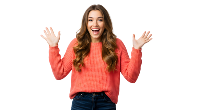 Young excited happy woman wearing white top and casual clothes celebrating victory, clenching fists with winner gesture isolated on pastel light blue cyan background. Lifestyle success joy concept