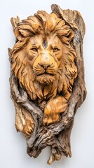Obraz premium Animals, Lion, Carving, Wood Sculpture, Abstract Image, Texture, Pattern Background, Wallpaper, Smartphone Cover and Screen, PC, Laptop, 9:16 and 16:9 Format