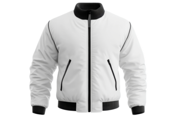Stylish white bomber jacket with pockets for men