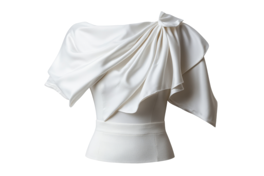 Elegant white draped blouse with modern style