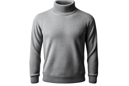 Cozy gray turtleneck sweater for winter wear