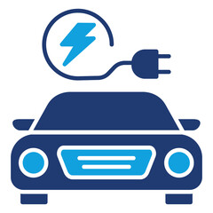 Electric Vehicle Flat Blue Icon