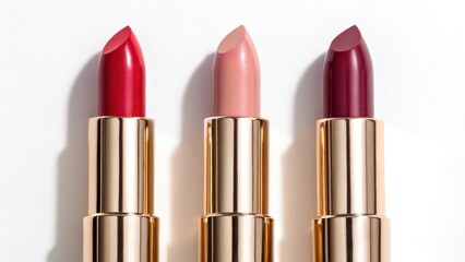 Fototapeta premium Set of Elegant Glamour Lipstick Shades for Confident and Stylish Beauty on White Background