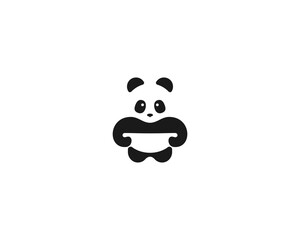 Creative panda with bowl logo. An Asian restaurant food delivery logotype. Vector illustration. © iamguru