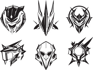 Set of minimalistic futuristic elements. Hand drawn vector illustration
