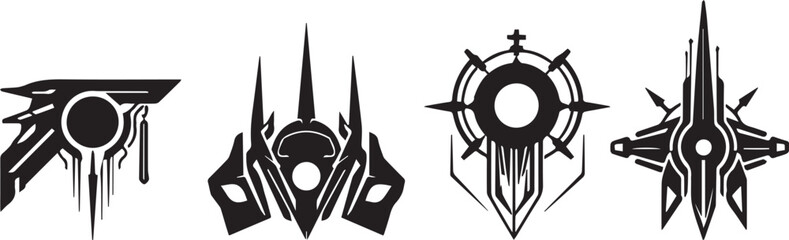 Set of minimalistic futuristic elements. Hand drawn vector illustration
