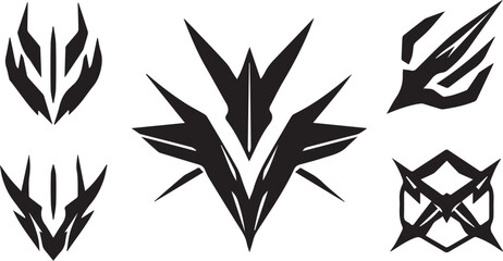 Set of minimalistic futuristic elements. Hand drawn vector illustration
