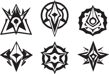 Set of minimalistic futuristic elements. Hand drawn vector illustration
