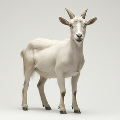 Obraz premium A Stunning White Goat Portrait in a Pristine Studio Setting