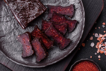 Horse meat sausage with salt, spices and herbs