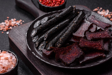 Horse meat sausage with salt, spices and herbs