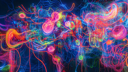 Dynamic Neon Dreamscape: Embracing the Vivid Symphonies of Light and Color