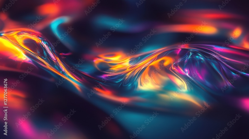 Poster colorful abstract waves of light creating a mesmerizing visual effect