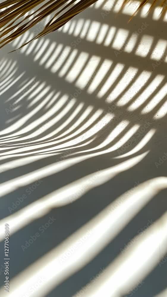 Poster shadows create an intricate pattern on the surface illuminated by sunlight in a vibrant outdoor spac