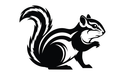 Squirrel vector Illustration, Detailed artwork, Minimalist design, isolated on white background. Simple shape for logo design, emblem, symbol, sign, badge, label, stamp.