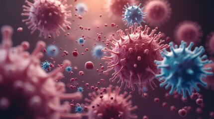 A highly detailed 3D medical animation depicting the immune response as white blood cells (leukocytes) aggressively attack invading pathogens