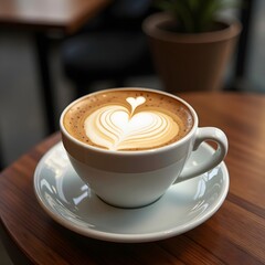 Obraz premium A latte with a perfect heart-shaped foam.