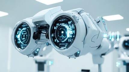 Advanced ai technology in ophthalmology setting showcasing robotic optics systems