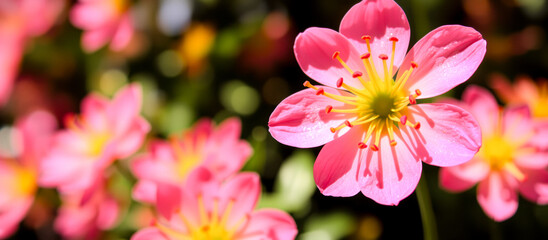 close-up of vibrant pink flowers in bright sunlight