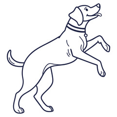 Vector drawing of a dog in motion with raised paw
