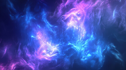 Naklejka premium Abstract glowing blue and purple fractal light background. Mystical Neon Fractals. Illustration