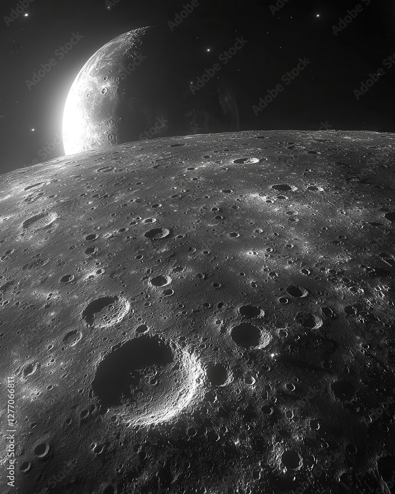 Aufkleber exploring mercury's cratered surface outer space astronomy image stark landscape angle celestial won