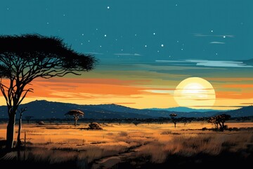 Fototapeta premium Savanna landscape outdoors scenery.